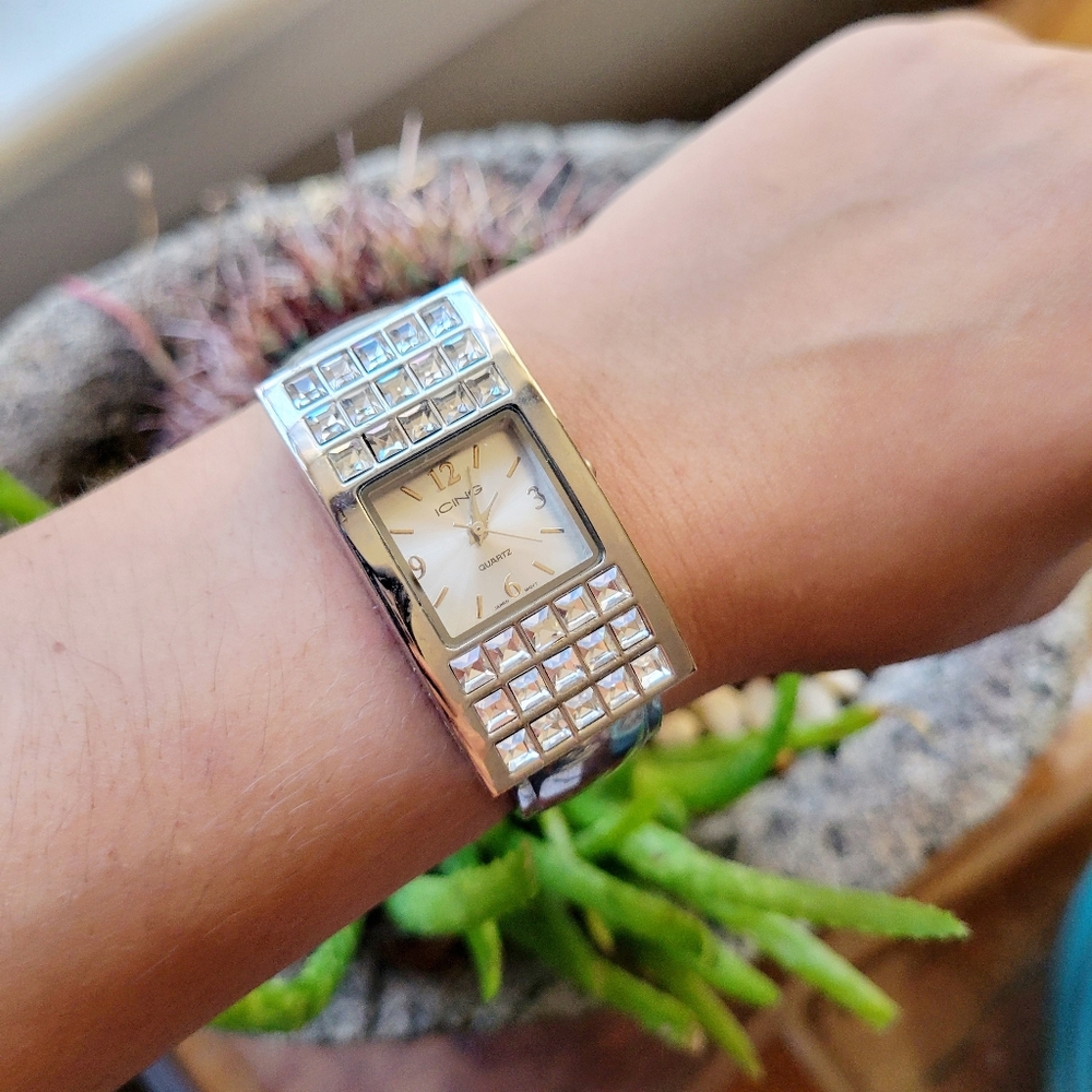 Classic Icing Silver Rhinestone Square Classic Sq… - image 4